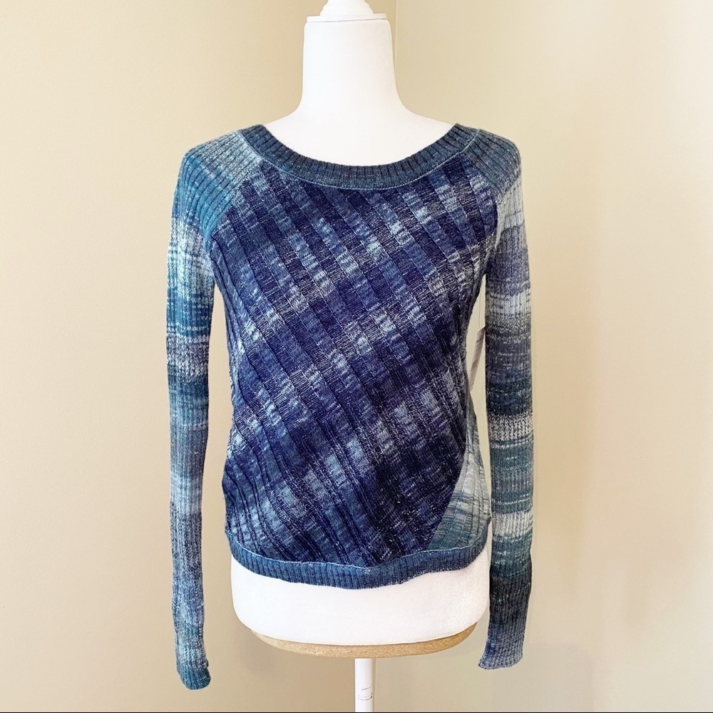 Free People NWT Stripe Blue/Green Sweater - XS